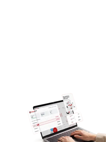Person using a laptop with an insurance management dashboard on screen