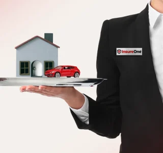 Insurance professional presenting home and auto insurance coverage